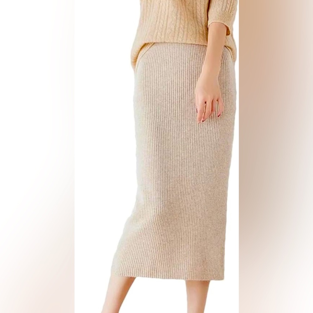 Striped knit skirt beige Cyrus Medium
